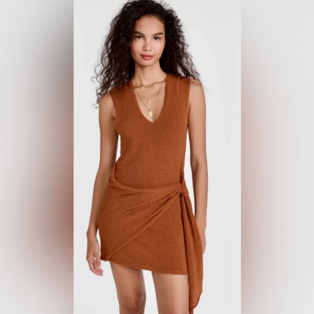 Free People Beach NOWT Poppy sweater mini dress in yellow only size medium - Picture 1 of 14